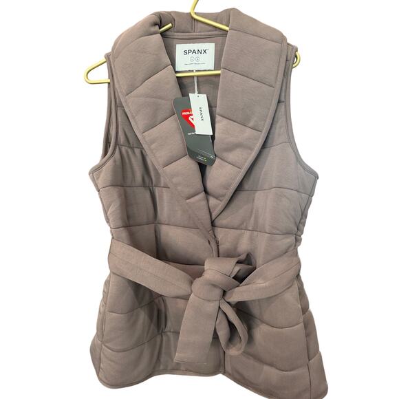 SPANX AirEssentials Puffsentials Vest Smoke Shawl Collar Pockets Size Large NWT - Picture 5 of 10